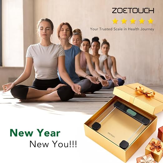 ZOETOUCH Scale for Body Weight, Accurate Bathroom Scales, Digital Weighing Machine for People, 400lb Capacity, LCD Display, Step-On Technology, Tempered Glass, Measuring Tape Included