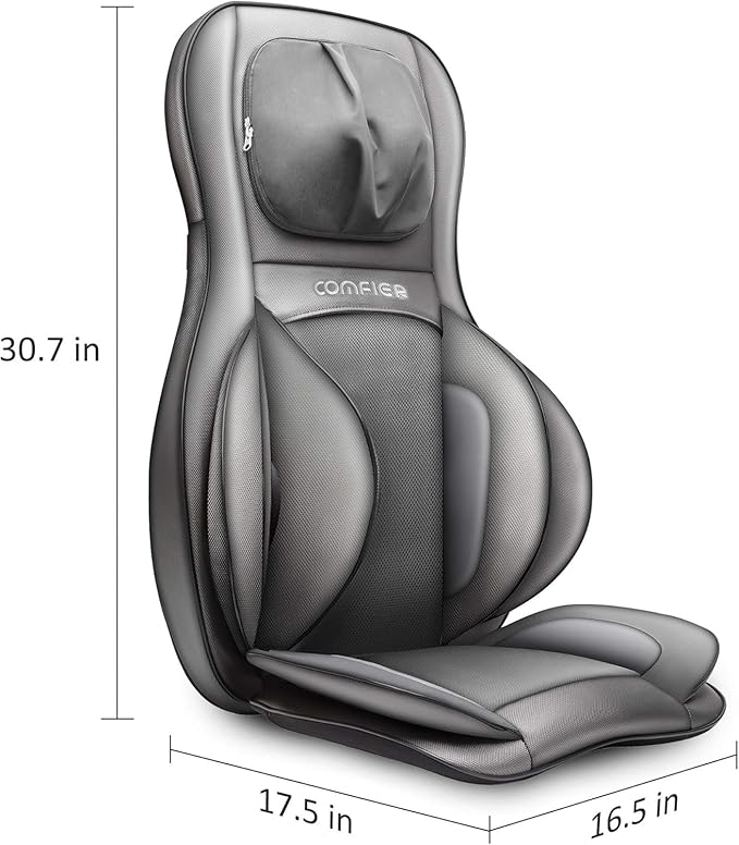 COMFIER Massager Chair with Heat, Shiatsu Neck Back Massager Portable with Compress & Rolling,Massage Chair Pad for Neck & Back,for Dad Mom Women Men