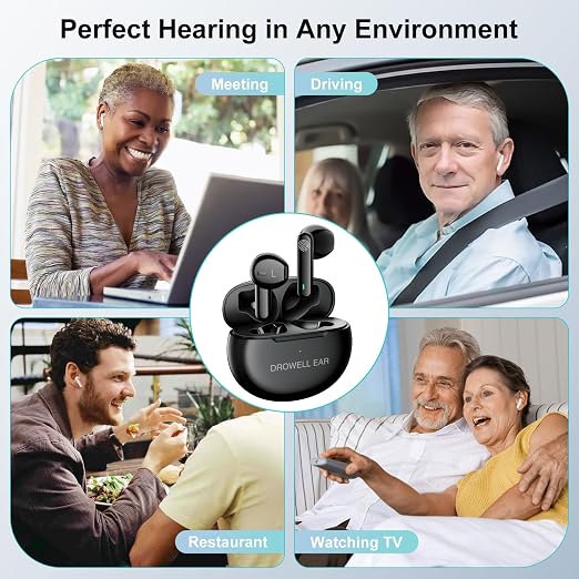 Hearing Aids for Seniors, Hearing Amplifiers Rechargeable with Noise Cancellin for Seniors & Adults Hearing Loss with Portable Charging Case