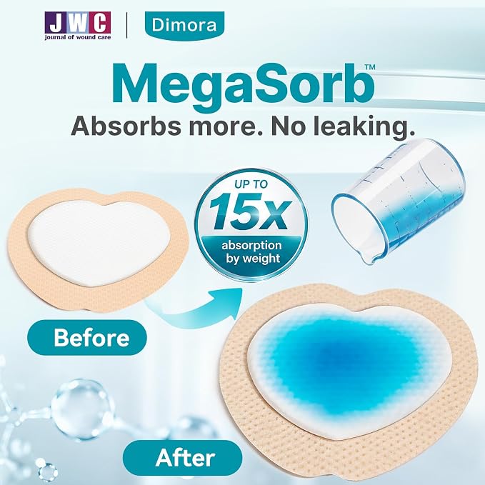 Dimora Wound Dressing Sacrum Foam Bandages Silicone Adhesive Border 7.08"x7.08" Waterproof Sacral Pads Absorbent Breathable Bed Sore Pressure Dressing