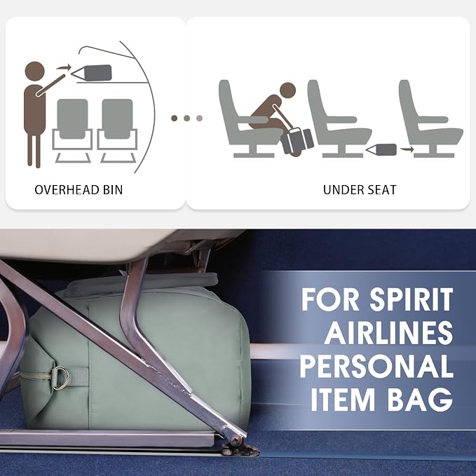 WANDF For Spirit Airlines Personal Item Bag 18x14x8 Underseat with Wet Pocket & Shoe Compartment & Tsa Approved Toiletry Bag