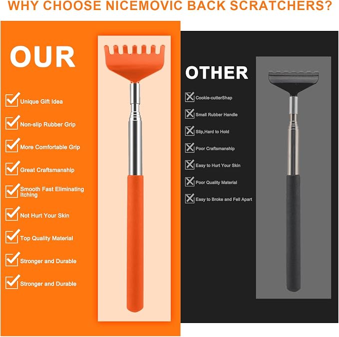6 Pack Back Scratcher, Stocking Stuffers for Women Men Teen Girls | Prizes for Adults, Birthday Gag Bulk Small Christmas Gift, Mothers Fathers Day Dad Gifts, Easter Basket Stuffers
