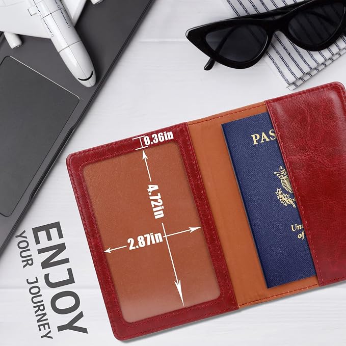 TIGARI Passport Holder for Travel Women Men, Valentines Day Gifts PU Leather Wallet Cover Case Sleeve, Waterproof Protected Document Organizer, Vacation Plane Cruise Travel Essentials