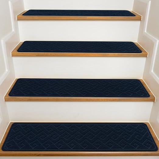Stair Treads for Wooden Steps, 8" X 30" Non Slip Carpet Stair Treads with Reusable Adhesive for Elders and Dogs, Surface Polyester TPR Backing Stair-Runner 15PCS