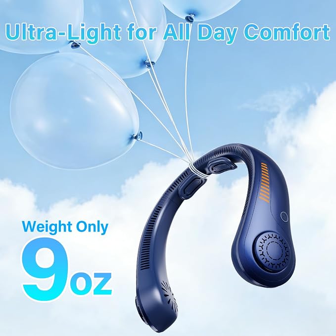 Portable Neck Fan Rechargeable, 5 Speeds, Lightweight, Long Lasting, Battery Operated All-Around Cooling Quiet Personal Fans for Travel Camping Cooling Essentials, Birthday Gifts for Women Men Mom Dad