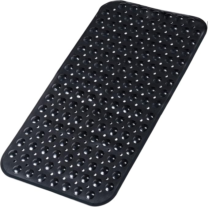 Bathtub and Shower Mats, 28 x 15 Inch Non-Slip Bath Mat, Machine Washable Bath Tub Mat with Suction Cups & Drain Holes for Bathroom, Beige