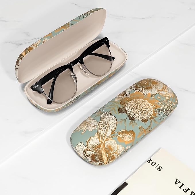 Eyeglasses Case, Portable Hard Shell Protective Case for Glasses, Eyeglass Holder Box for Women with Cleaning Cloth