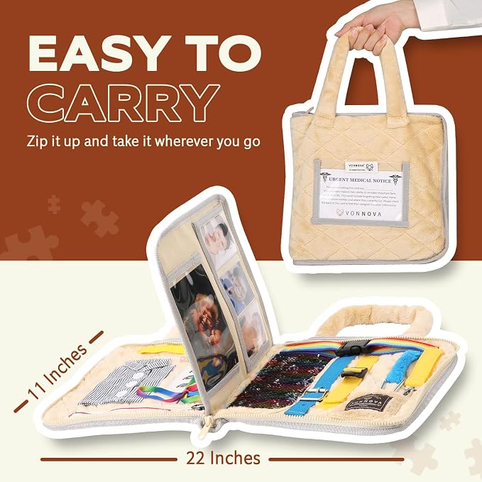 VonNova Fidget Blanket - Dementia Products for Elderly - Fidget Blanket for Adults with Dementia - Alzheimers Activities - Lap Blankets for Elderly - Busy Board