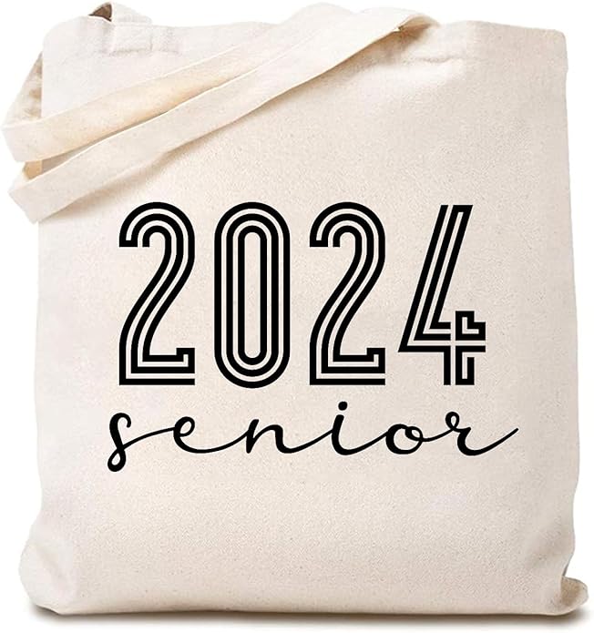 TSIIUO Senior 2024 Class of 2024 Canvas Tote Bag Women Graduation Gift Funny High School Shopping Reusable Bag