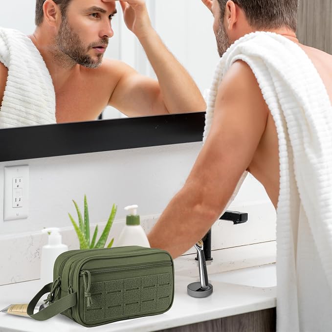 QT&QY Tactical Toiletry Bag For Men Hygiene Bag EDC Military Tool Molle Pouches Small Dopp Kit Mens Shaving Kit Travel shower Bags