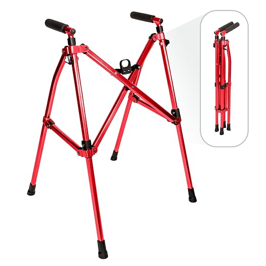 Stander Wonder Walker Lite, Lightweight Folding Mobility Aid for Adults, Seniors, and Elderly, Collapsible Travel Assistant with Rubber Feet for Support, Sport Red