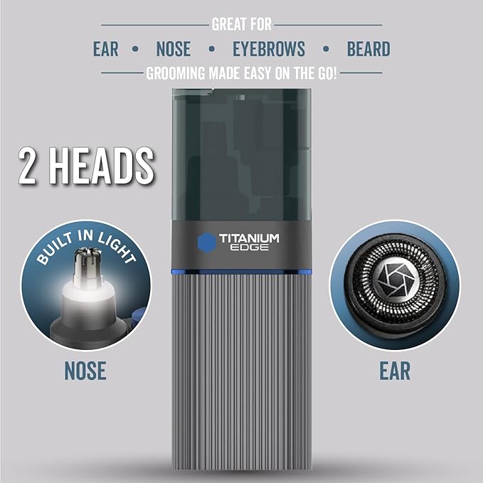 Microtouch Titanium Edge Ear & Nose Trimmer | Titanium-coated ear & nose trimmer with dual blades, built-in light, and water-resistant travel-friendly design