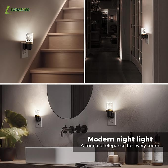 L LOHAS LED Night Light, Dimmable Night Lights Plug into Wall | Automatic Night Lights Plug in with Auto Light Sensor, Adjustable Brightness 5000K LED Night Light, for Bedroom Hallway Home