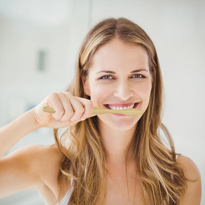 Bamboo Toothbrushes, Medium Bristles BPA-Free Bristles Toothbrushes for Adults - Eco-Friendly, Natural Wooden Toothbrush 4 Pack