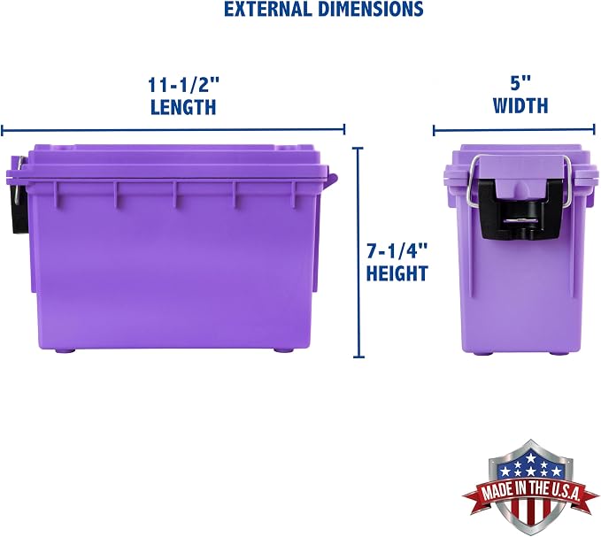 Sheffield Ammo Box Made in USA, Stackable Lockable Ammo Storage Box, Purple | Lockable Storage Box, Water and Dust Resistant Dry Box, Secures Hunting Gear, Gun Accessories, Supplies, and Bullets