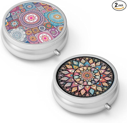 Pill Box 3 Compartment Small Pill Case,Portable for Pocket or Purse Pill Organizer Pill Container Holder to Hold Vitamins, Medication, Fish Oil and Supplements(2PCS)