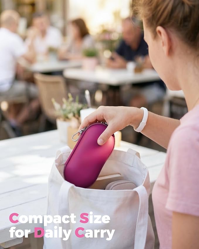 ProCase Sunglasses Case, Hard Shell Glasses Case for Men Women -Raspberry | Travel Shockproof Eyeglass Case with Metal Hanging Hook and Velvet Lining, Zipper Sport Glasses Holder Organizer for Gifts