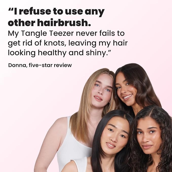 Tangle Teezer Ultimate Detangler Brush, Straight to Wavy, Millennial Pink | Patented two-tier, regular-flex teeth reduce breakage & split ends on wet or dry hair; Shower-friendly hairbrush for all ages