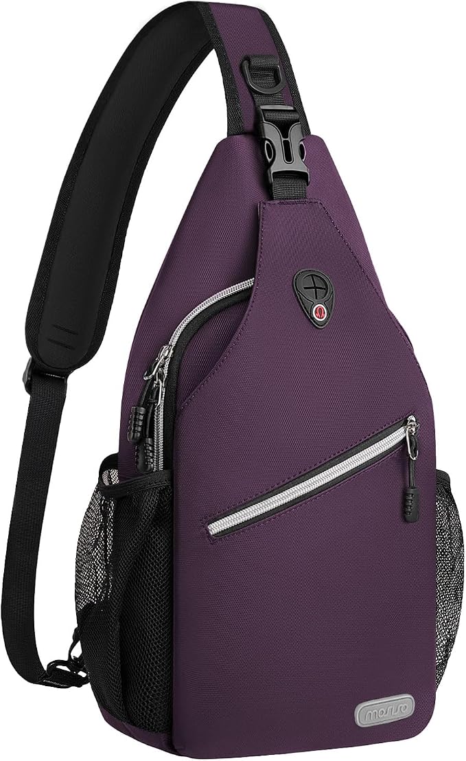 MOSISO Small Sling Bag for Men, Crossbody Shoulder Chest Daypack Bag | Sling Backpack for Casual Travel Hiking