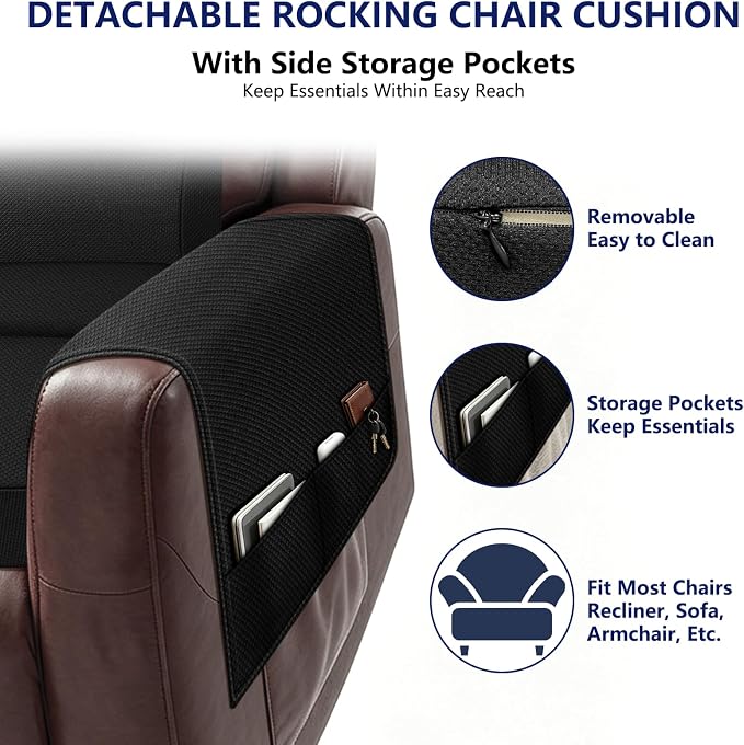 Chair Cushions for Elderly,20x16.5x4.5 Inch Rocking Chair Cushions Indoor,Memory Foam Recliner Cushions for Long Sitting, Sofas & Couches，Outdoor,Office Chair，wheelchair，Meditation and Floor Seating