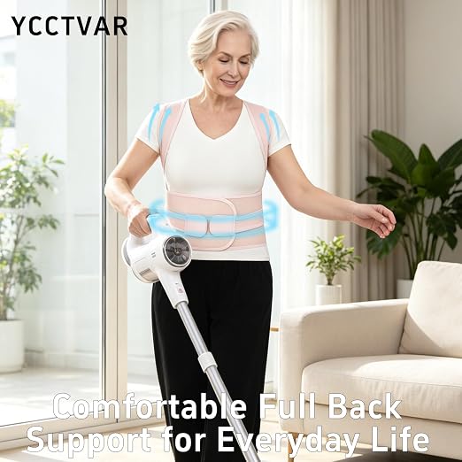 Back Brace Posture Corrector for Seniors Women and Men Upgraded Dynamic Traction Correction System Adjustable Shoulder Support Straightener Helps Reduce Upper Lower Back Pain Suitable for Hump Scoliosis Pink X-Large
