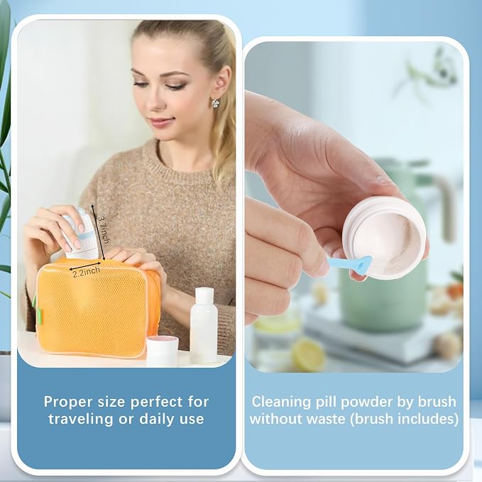 4 in 1 Pill Crusher | Pill Grinder | Pill Organizer, Pill Cutter 1/2 & 1/4 Splitter for Small and Tiny Pills Travel Pill Tablet Cutter Pill Crushing Grinding Machine, Easy Cleaning with 3’’ Brush