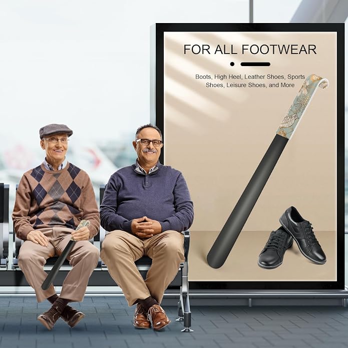 16.5 Inch Long Handle Shoe Horn for Seniors Men Women Kids, Metal Shoe Horns for Boots