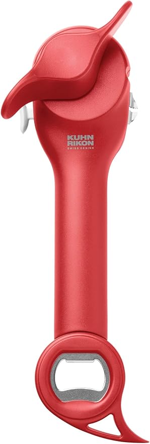 Kuhn Rikon Auto Safety LidLifter/Can Opener with Ring-Pull, 8 x 2.5 x 2.75 inches, Red & Auto Safety Master Opener for Cans, Bottles and Jars, 9 x 2.75 inches, Red