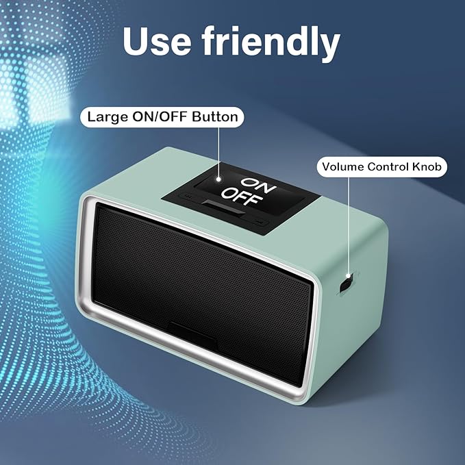 Simple Music Player for Seniors, Audiobook Player Easy to Use with Large Button for Elderly with Dementia, Blind, Alzheimer's, No Need WiFi/Bluetooth, with 32GB TF Card, Cyan