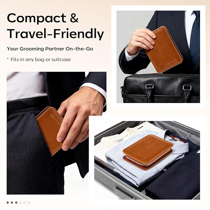 FAMILIFE Manicure Set, Nail Clippers Pedicure Tool, 8 pcs Stainless Steel Manicure Kit Professional Grooming Tool, Nail Kit with Portable Brown Leather Travel Case Luxury Gifts for Men Women