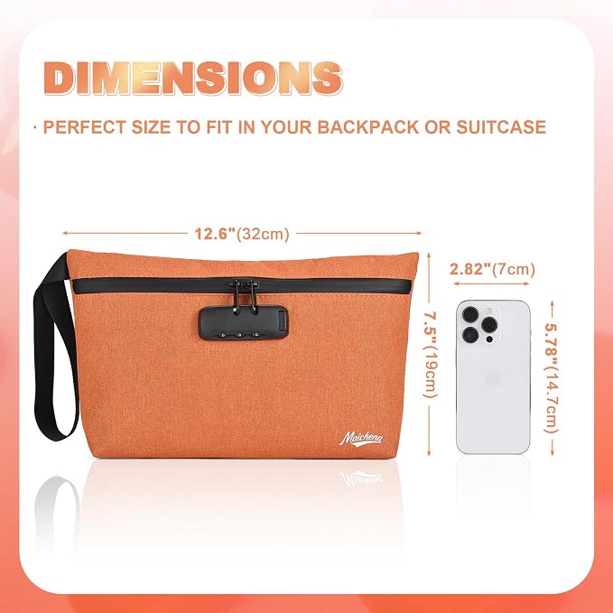 Smell Proof Bag with Combination Lock Large Storage Container Medicine Lock Bag Money Organizer Travel Storage Pouch
