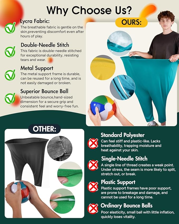 Granny Pants Yard Game,Outdoor Game for Adults and Family.Includes 2 Giant Granny Funny Pants, 12 Bouncy Balls, and 2 Pumps, Fun Backyard Games,Adult Party Games and Field Day Games.