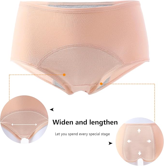 ZJHTK 6Pcs Cotton Incontinence Underwear for Women, Middle Waisted Panties for Women over 60, Reusable Protective Briefs