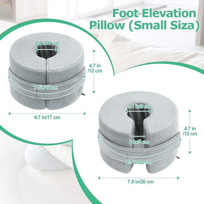 Foot Elevation Pillow, Ankle Pillow for Sleeping with High-Density Foam, Leg Support Pillow to Elevate Feet for Easy Use at Home, Space-Saving Design and Travel-Friendly, Washable Cover, Small 1PC