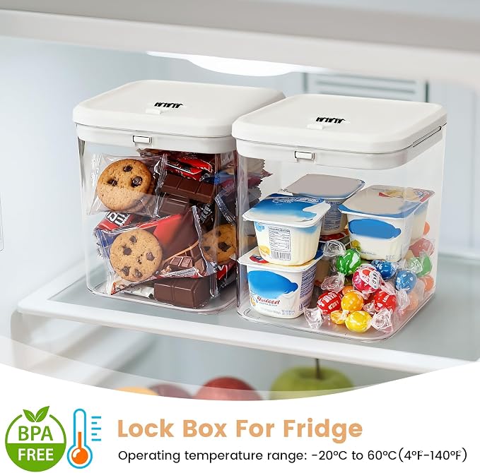 Small Lock Box for Safe Medication,Clear Lock Box with Combination Code,Locked Medicine for Pills First Aid,Lockable storage box for Snack/Fridge/Food/Phone medicine Organizer 5.5x5.5x5.6in
