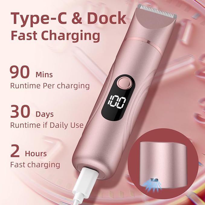 Bikini Trimmer for Women, Painless Lady Shavers with Facial Hair Removal and Nose Hair Trimmer for Leg, Nose,Body and Armpit (Rose Gold)