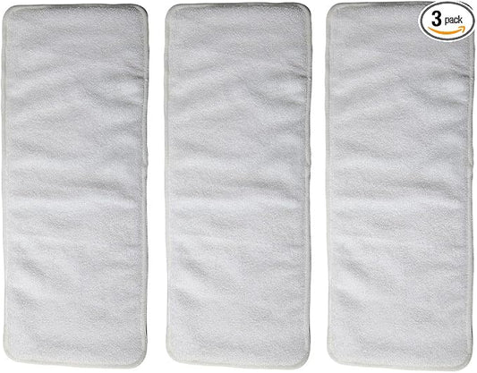 3 Inserts for Teen Adult Cloth Diaper Nappy Microfiber Reusable Washable Disability Incontinence 7.8inx19.2in/20cmx49cm