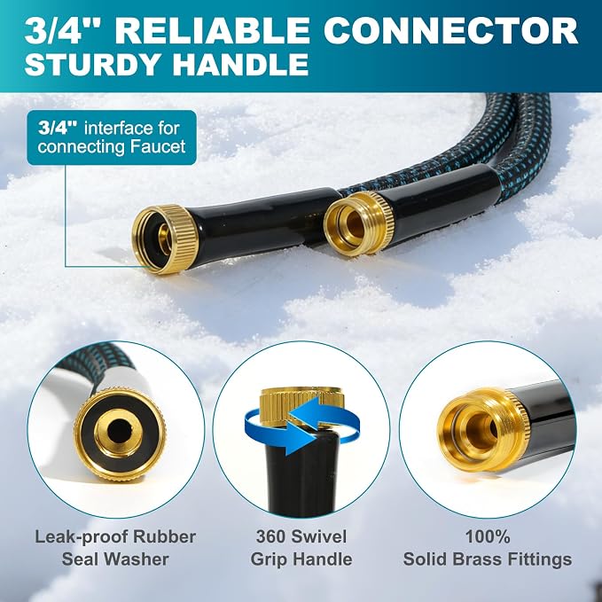 Garden Hose 30FT Non-Expandable Ultra Lightweight Water Hose & Super Flexible Hose with 10-Pattern Hose Nozzle High-Strength Special Cloth Cover with 3/4" Brass fitting for Lawn, Yard, Car Washing