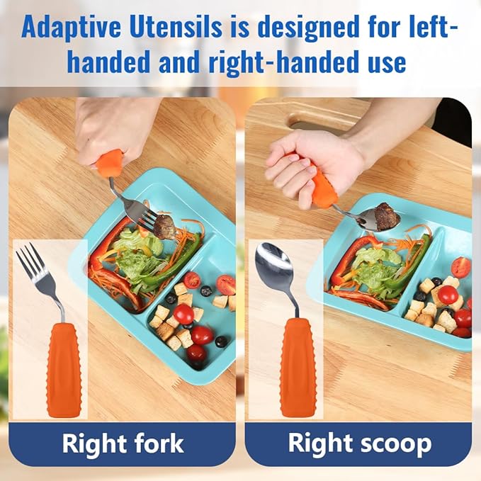Adaptive Weighted Utensils Set – Spoon and Fork for Hand Tremors, Parkinson’s, Elderly, and Arthritis – Adaptive Eating Utensils for Weak Grip and Limited Mobility