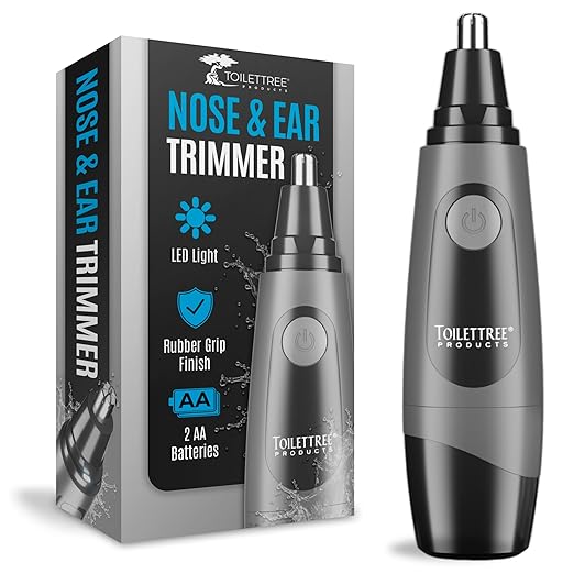 ToiletTree Products Water Resistant Nose and Ear Hair Trimmer with LED Light | Water-resistant grooming trimmer with LED light for nose and ear hair removal, precision detailing, and easy cleanup.