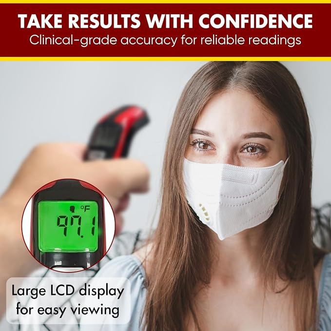 Speaking Non-Contact Infrared Thermometer, English & Spanish, Home Readings | Auto-recalls the last 12 measurements | Clinical-grade accuracy on foreheads | Suits babies, children and adults alike