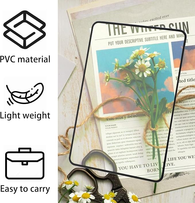 6 Pcs Page Magnifying Sheet 3X Clear Lightweight Magnifier Flat Plastic Optical Fresnel Lens Handy Card Size Magnifier Bookmark for Seniors Reading Small Prints People with Low Vision