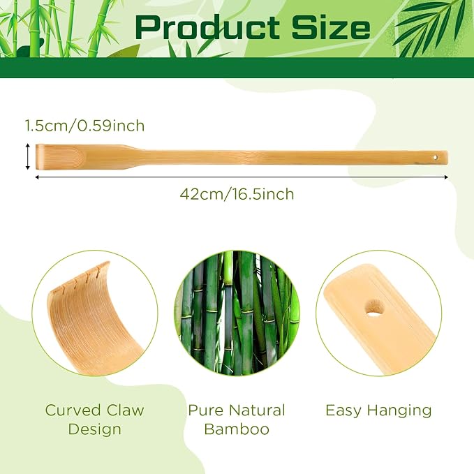 24 Pieces Bamboo Back Scratcher Bulk Long Manual Back Massager Traditional Wooden Back Scratcher for Itching Relief and Body Massage Elderly Men Women Christmas Gifts for Nursing Home