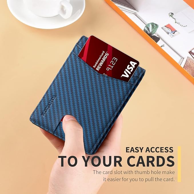 RUNBOX Wallet for Men -Slim Rfid Leather Mens Bifold Novelty Wallets 2 ID Window With Gift Box Men's Accessories | Minimalist Front Pocket Design, Holds 15 Cards, Large Capacity with Cash Pocket,Compact and Thin, Birthday Gifts for Men