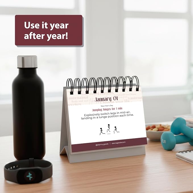Daily Fitness Calendar | Perpetual Bodyweight Workout Calendar with New Exercises and Movement Routines for Every Day of The Year, Stay Healthy, Build Strength & Get Moving with This Workout Planner