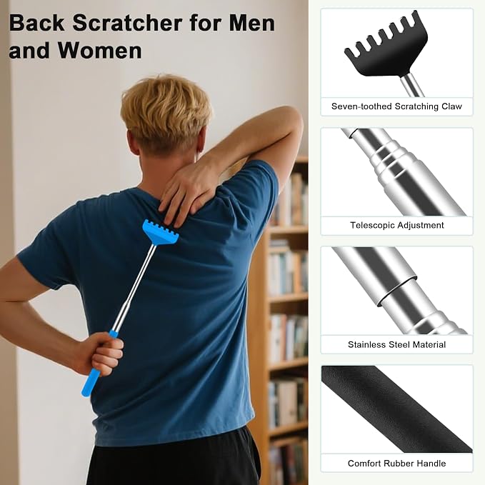 HOFASON Back Scratcher 6 Pack, Stocking Stuffers for Men Teens Adults Women | Prizes for Adults, Christmas Small Bulk Gifts for Adults Men Teens Women, Party Favors, White Elephant Gag Birthday Gifts