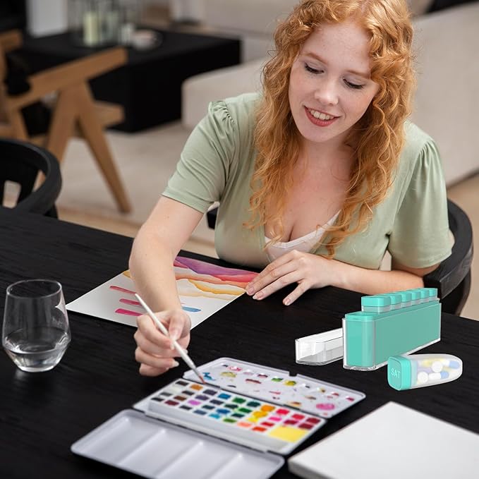 Weekly Pill Organizer 1 Time a Day, HIONXMGA Detachable Travel Pill Box 7 Day, Large Medicine Pill Case Container for Daily Medication Vitamin Supplement Fish Oil, Portable Week Pills Holder, Cyan