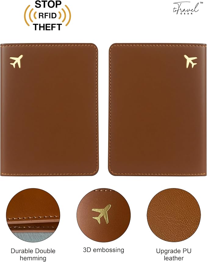 Passport Holder for Travel, RFID Blocking Waterproof PU Leather Travel Passport Cover Case Wallet