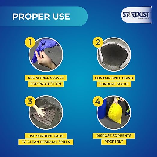 Stardust Spill Products D715 Quick Response II Spill Kit Includes Yellow Duffle, 15 Universal Sorbent Pads, 2 Universal Sorbent Socks 3"x4', 4 Disposal Bags, Nitrile Gloves