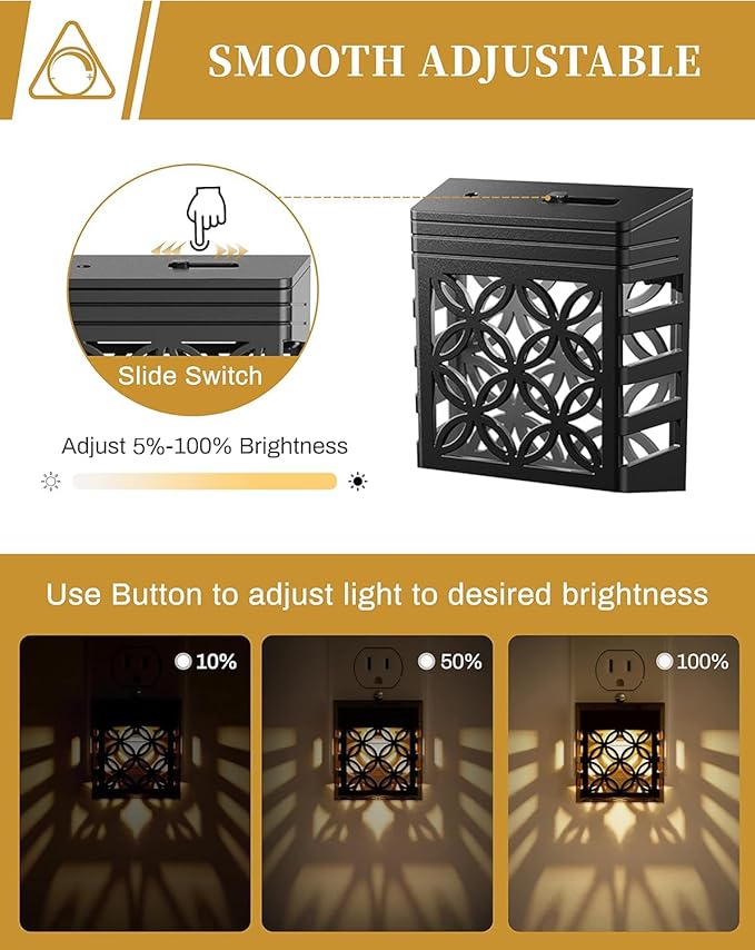 DORESshop Plug-in Night Lights [2 Pack], Dusk to Dawn Sensor, Adjustable Brightness, Decorative Nightlight for Bathroom, Hallway, Stairway, Soft White